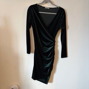 Dark Green Velvet Mini Dress